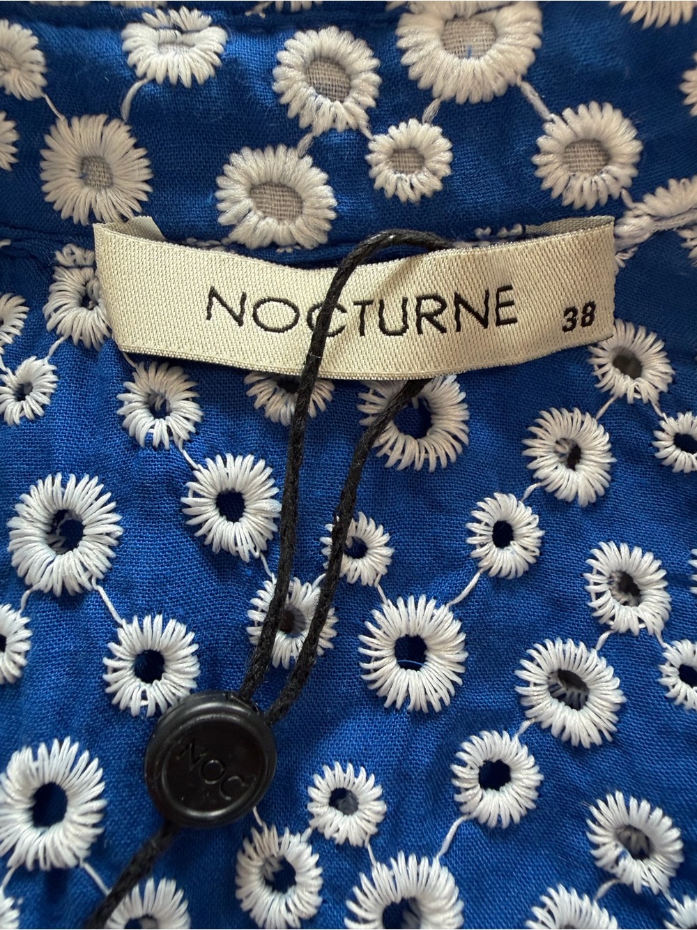Nocturne brand Blue Button-Up Belted Eyelet Jumpsuit size 38 (US 8) - Picture 7 of 15
